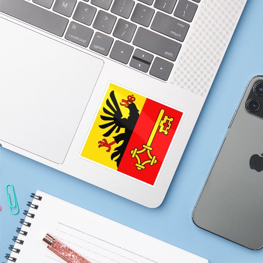 Kanton Genf, Schweiz Aufkleber (Laptop mit iPhone)