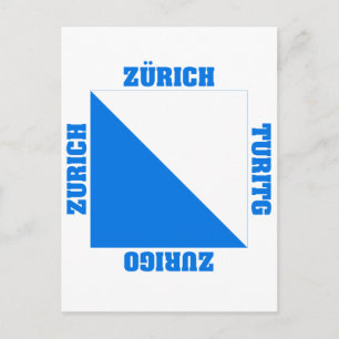 Kanton Zürich Schweiz Flagge Postkarte