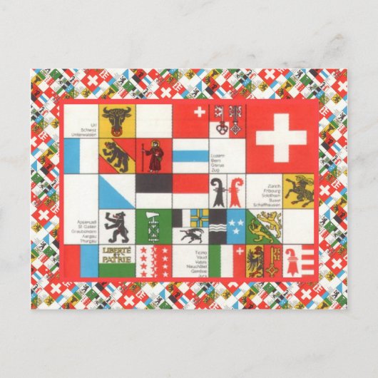 Kantonale Flaggen der Schweiz Postkarte (Vorderseite)