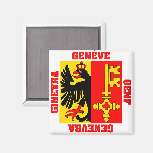 Kantonsflagge Genf Schweiz Magnet (Vorderseite/Rückseite)