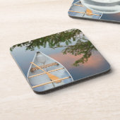 Kanu am See bei Sonnenuntergang, Kanada Getränkeuntersetzer (Linke Seite)