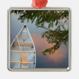 Kanu am See bei Sonnenuntergang, Kanada Silbernes Ornament