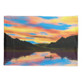 Kanu am Sunset Lake Kissenbezug (Rückseite)