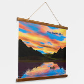 Kanu am Sunset Lake Wandteppich Mit Holzrahmen (Gewinkelt)