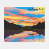 Kanu auf Sunset Lake Throw Blanket Fleecedecke (Vorderseite (Horizontal))