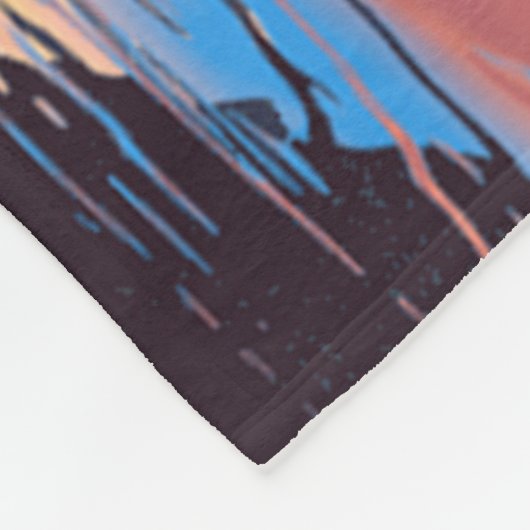 Kanu auf Sunset Lake Throw Blanket Fleecedecke (Ecke)