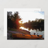 Kanu bei Sonnenuntergang Postkarte (Vorne/Hinten)