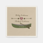 Kanu + Herz mit Pfeilen HochzeitsNapkins Serviette (Vorderseite)