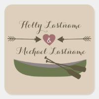 Kanu + Herz mit Pfeilen Hochzeitsticker