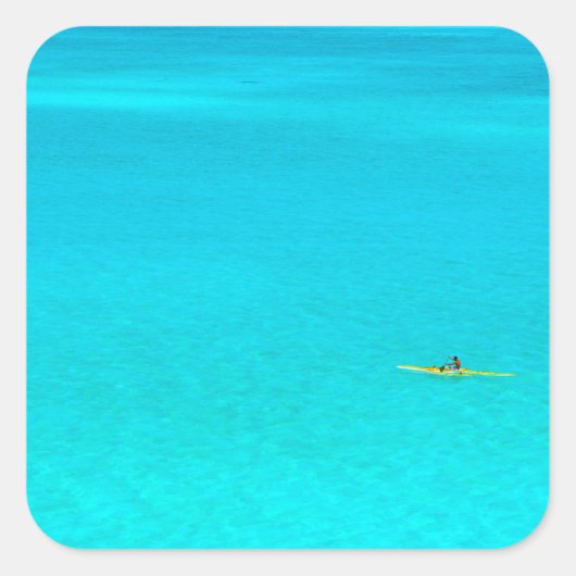 Kanu in Bora Bora Quadratischer Aufkleber (Vorderseite)