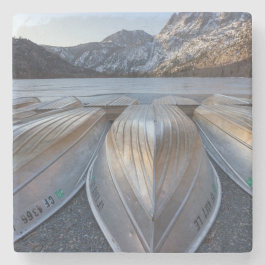 Kanu in dem See Steinuntersetzer (Vorderseite)