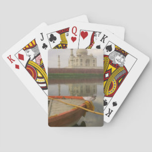 Kanu in Wasser mit Taj Mahal, Agra, Indien Spielkarten