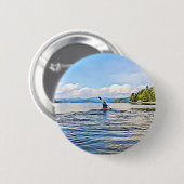Kanu oder Kayaker auf See-und Gebirgshintergrund Button (Vorne & Hinten)