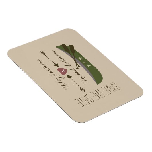 Kanu + Pfeile mit Herz speichern das Datum Magnet (Rechte Seite)