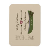 Kanu + Pfeile mit Herz speichern das Datum Magnet (Vertikal)