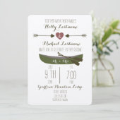 Kanu + Pfeile Rustikale Hochzeitseinladung Einladung (Stehend Vorderseite)