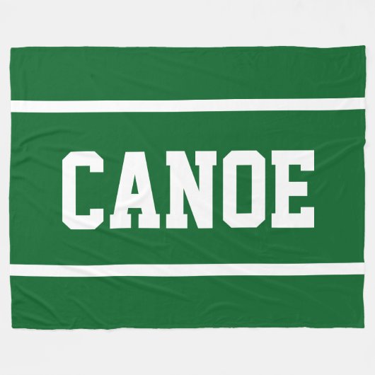 KANU Sportlich Weiße Textstreifen auf Waldgrün Fleecedecke (Vorderseite (Horizontal))