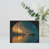 Kanu und Halbmond auf einem See Postkarte (Stehend Vorderseite)