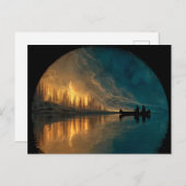 Kanu und Halbmond auf einem See Postkarte (Vorne/Hinten)