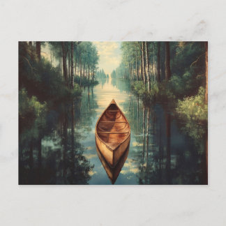 Kanufahren auf einem Landschaftlichen Fluss Postkarte