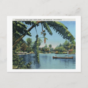 Kanufahren, Echo Park, Los Angeles Vintage Postkarte