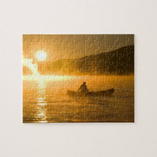 Kanufahren in der Lily Bay bei Sonnenaufgang, Moos Puzzle