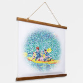 Kanufahren in Pointillismus an Wandteppichen Wandteppich Mit Holzrahmen (Gewinkelt)