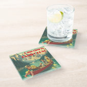 Kanufahren ist Familienspass Glasuntersetzer (Schrägansicht)