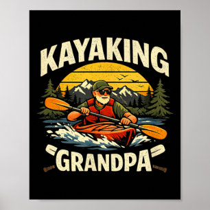 Kanufahren Opa Lustiges Kanu Outdoor-Paddel Poster