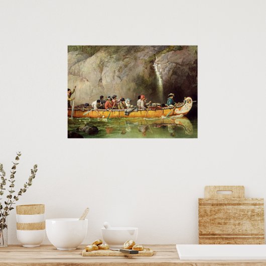 Kanufahrer bemannt durch Voyageurs Wasserfall pass Poster (Küche)