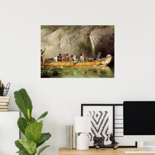 Kanufahrer bemannt durch Voyageurs Wasserfall pass Poster