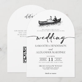 Kanupärchen mit QR-Code-Hochzeit Einladung