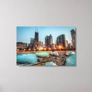 Kanus am Strand von Oak Street ein wenig nach Sonn Leinwanddruck