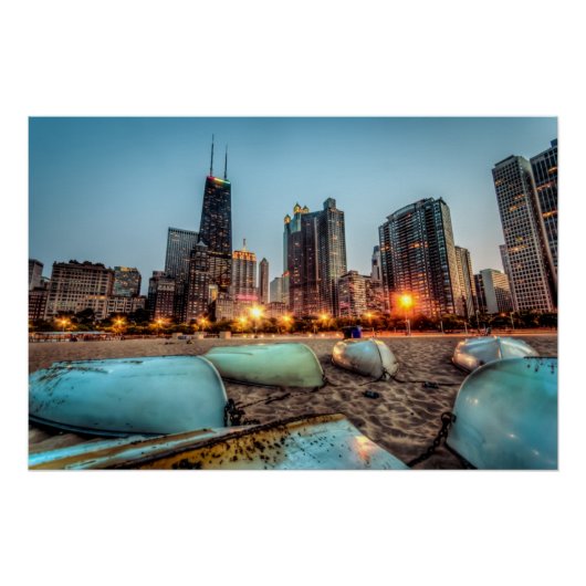 Kanus am Strand von Oak Street ein wenig nach Sonn Poster (Vorderseite)