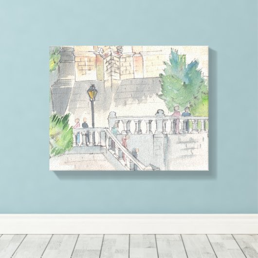 Kanvas "Aquarellbahn/Schloss von Blois Leinwanddruck (Insitu (Holzboden))