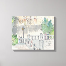 Kanvas "Aquarellbahn/Schloss von Blois Leinwanddruck