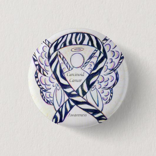 Kanzeroid Cancer Awareness Ribbon Engel Custom But Button (Vorderseite)