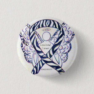 Kanzeroid Cancer Awareness Ribbon Engel Custom But Button