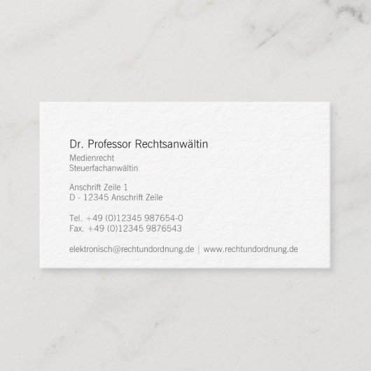 Kanzlei Visitentenkarte Visitenkarte (Vorderseite)