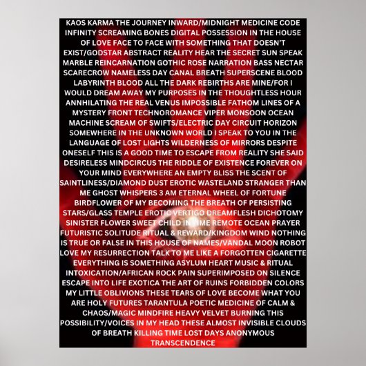 KAOS KARMA original poem poster (Vorne)