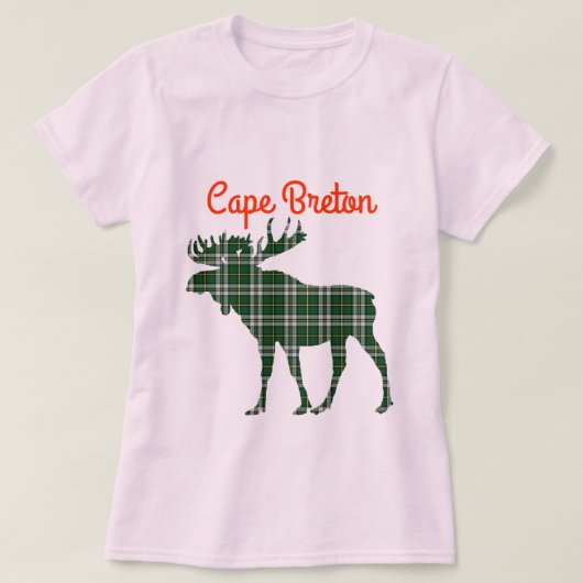 Kap-Breton-Shirt-Elch-Tartan-Rosa T-Shirt (Design vorne)
