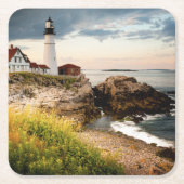Kap Elizabeth, ich Portlandhauptleuchtturm-| Rechteckiger Pappuntersetzer (Vorderseite)
