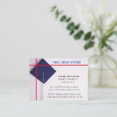 Kap für den Einzelhandel: Marine & Red Graduation Visitenkarte (Stehend Vorderseite)