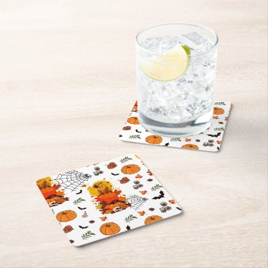 Kap Halloween. Hexenkürbis Rechteckiger Pappuntersetzer (Vor Ort)