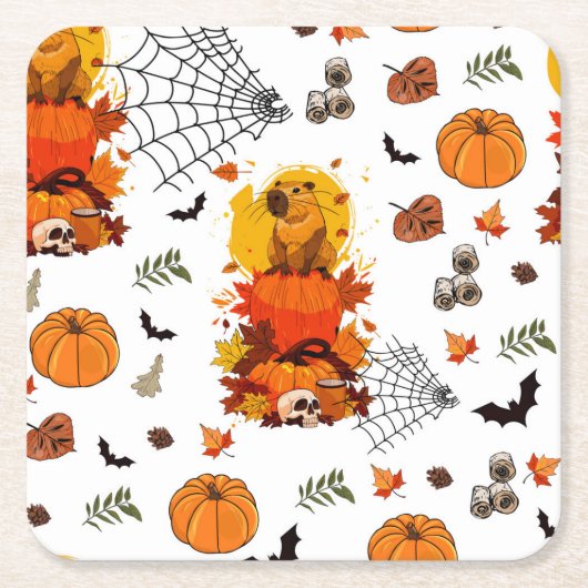 Kap Halloween. Hexenkürbis Rechteckiger Pappuntersetzer (Vorderseite)