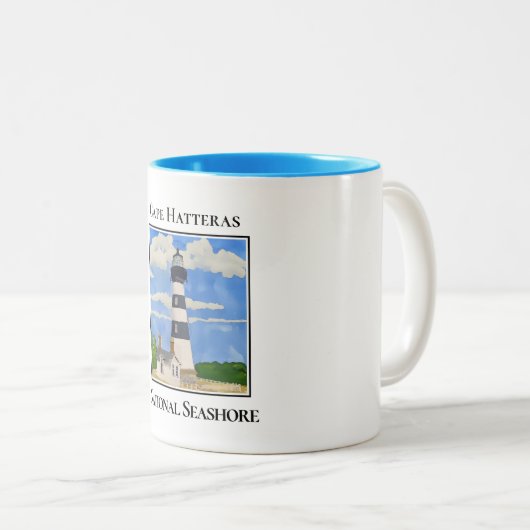 Kap Hatteras Leuchtturm, Nationalstrand Zweifarbige Tasse (VorderseiteRechts)