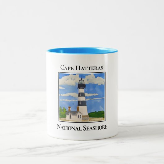 Kap Hatteras Leuchtturm, Nationalstrand Zweifarbige Tasse (Mittel)