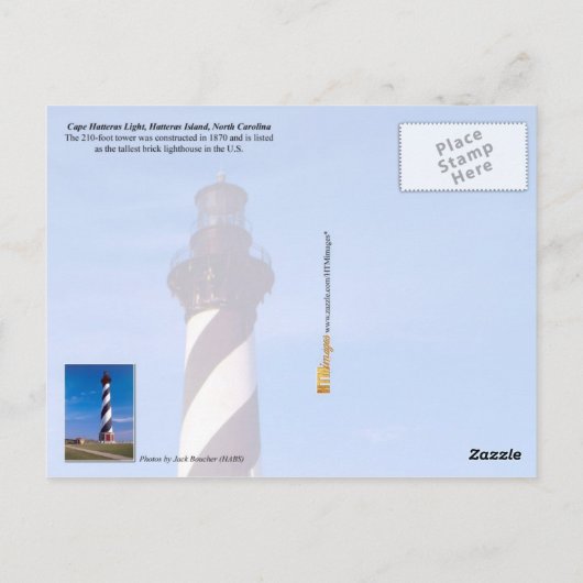 Kap Hatteras Leuchtturm, North Carolina Postkarte (Rückseite)