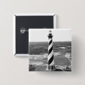 Kap Hatteras Leuchtturm-Schwarzweiss-Foto Button (Vorne & Hinten)
