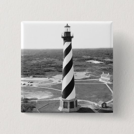 Kap Hatteras Leuchtturm-Schwarzweiss-Foto Button (Vorderseite)